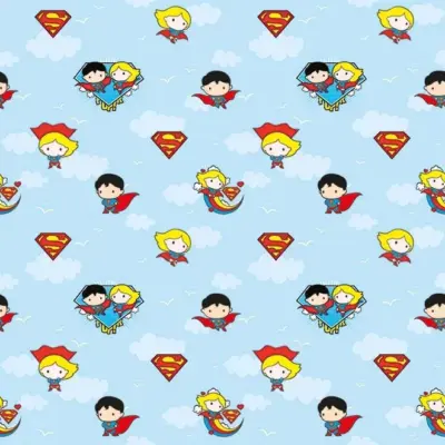 DC SUPER FRIENDS VINYL FABRIC TEXTILE Wall Mural in Different Texture, Code WB2001. It is produced as ONE PIECE WITHOUT JOINT.
