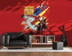 JUSTICE LEAGUE VINYL FABRIC TEXTILE Wall Mural in Different Texture, Code WB2007. It is produced as ONE PIECE WITHOUT JOINT. - Image 2