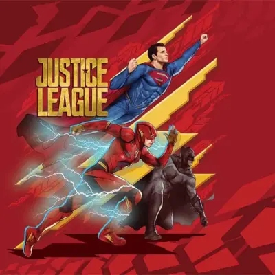 JUSTICE LEAGUE VINYL FABRIC TEXTILE Wall Mural in Different Texture, Code WB2007. It is produced as ONE PIECE WITHOUT JOINT.