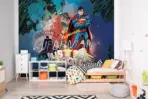 JUSTICE LEAGUE VINYL FABRIC TEXTILE Wall Mural in Different Texture, Code WB2008. It is produced as ONE PIECE WITHOUT JOINT. - Image 2