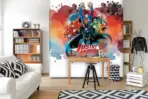 JUSTICE LEAGUE VINYL FABRIC TEXTILE Wall Mural in Different Texture, Code WB2010. It is produced as ONE PIECE WITHOUT JOINT. - Image 2