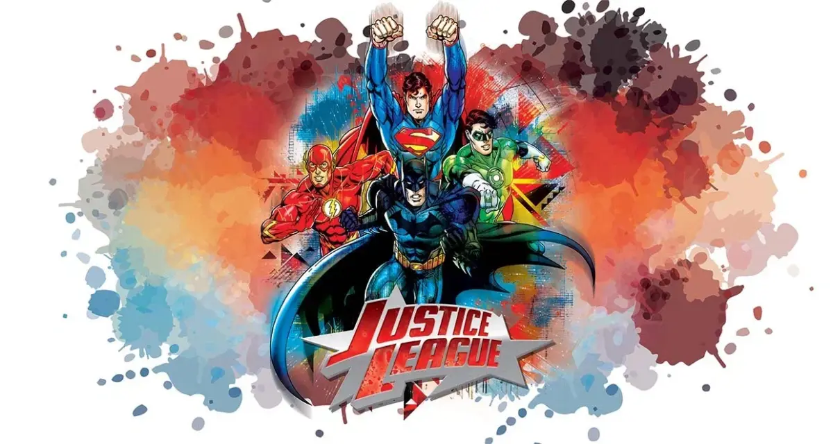 JUSTICE LEAGUE VINYL FABRIC TEXTILE Wall Mural in Different Texture, Code WB2010. It is produced as ONE PIECE WITHOUT JOINT. - Image 1