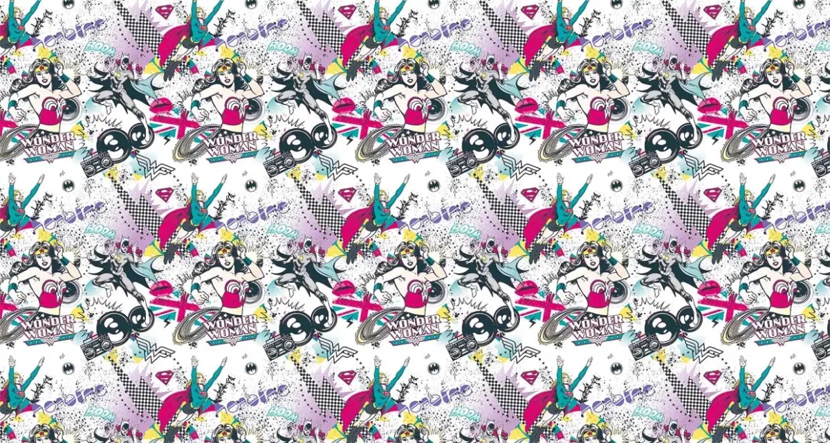 WONDER WOMAN, VINYL FABRIC TEXTILE Wall Mural in Different Texture, Code WB2015. It is produced as ONE PIECE WITHOUT JOINT. - Image 1