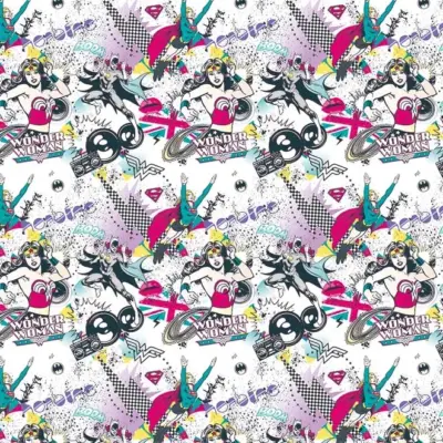 WONDER WOMAN, VINYL FABRIC TEXTILE Wall Mural in Different Texture, Code WB2015. It is produced as ONE PIECE WITHOUT JOINT.