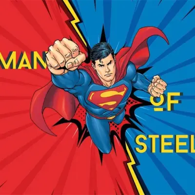SUPERMAN, VINYL FABRIC TEXTILE Wall Mural in Different Texture, Code WB2021. It is produced as ONE PIECE WITHOUT JOINT.