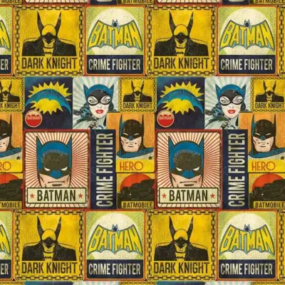 BATMAN, VINYL FABRIC TEXTILE Wall Mural in Different Texture, Code WB2024. It is produced as ONE PIECE WITHOUT JOINT.