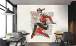 HARLEY QUINN VINYL FABRIC TEXTILE Wall Mural in Different Texture, Code WB2032. It is produced as ONE PIECE WITHOUT JOINT. - Image 2