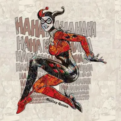 HARLEY QUINN VINYL FABRIC TEXTILE Wall Mural in Different Texture, Code WB2032. It is produced as ONE PIECE WITHOUT JOINT.