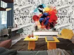 SUPERMAN, VINYL FABRIC TEXTILE Wall Mural in Different Texture, Code WB2034. It is produced as ONE PIECE WITHOUT JOINT. - Image 2