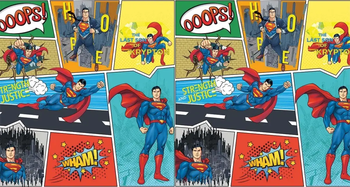 SUPERMAN, VINYL FABRIC TEXTILE Wall Mural in Different Texture, Code WB2035. It is produced as ONE PIECE WITHOUT JOINT. - Image 1