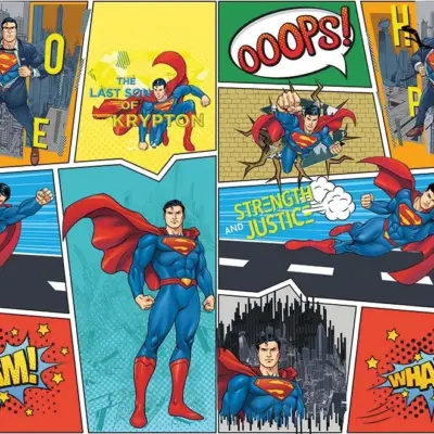 SUPERMAN MURAL WALLPAPER, Available in Various Paper Texture, Code WB2035. 105 CM WIDE ROLL PANELS.