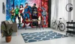 JUSTICE LEAGUE VINYL FABRIC TEXTILE Wall Mural in Different Texture, Code WB2036. It is produced as ONE PIECE WITHOUT JOINT. - Image 2