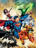 JUSTICE LEAGUE MURAL WALLPAPER, Available in Various Paper Texture, Code WB2039. 105 CM WIDE ROLL PANELS.