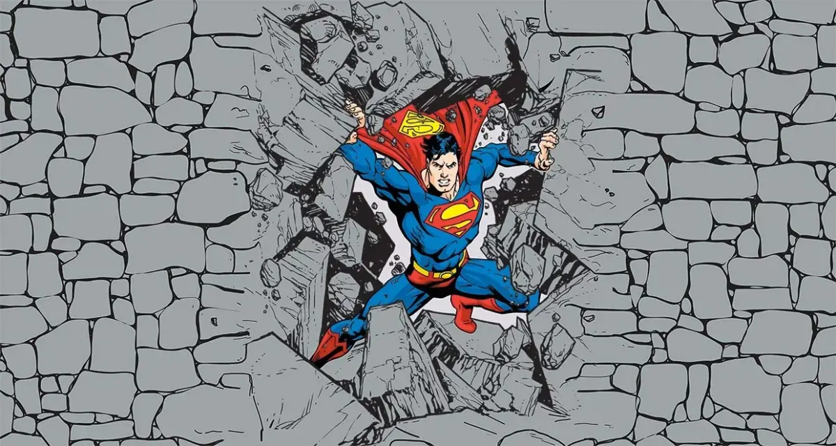 SUPERMAN, VINYL FABRIC TEXTILE Wall Mural in Different Texture, Code WB2040. It is produced as ONE PIECE WITHOUT JOINT. - Image 1