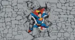 SUPERMAN, VINYL FABRIC TEXTILE Wall Mural in Different Texture, Code WB2040. It is produced as ONE PIECE WITHOUT JOINT.