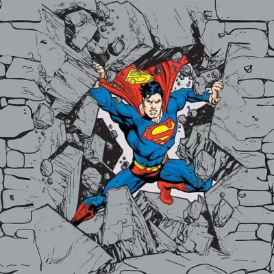 SUPERMAN, VINYL FABRIC TEXTILE Wall Mural in Different Texture, Code WB2040. It is produced as ONE PIECE WITHOUT JOINT.