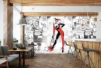 HARLEY QUINN, VINYL FABRIC TEXTILE Wall Mural in Different Texture, Code WB2042. It is produced as ONE PIECE WITHOUT JOINT. - Image 2