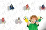 JUSTICE LEAGUE MURAL WALLPAPER, Available in Various Paper Texture, Code WB2049. 105 CM WIDE ROLL PANELS. - Image 2