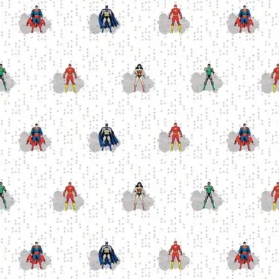 JUSTICE LEAGUE MURAL WALLPAPER, Available in Various Paper Texture, Code WB2049. 105 CM WIDE ROLL PANELS.