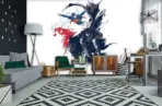 JUSTICE LEAGUE VINYL FABRIC TEXTILE Wall Mural in Different Texture, Code WB2053. It is produced as ONE PIECE WITHOUT JOINT. - Image 2