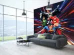 JUSTICE LEAGUE VINYL FABRIC TEXTILE Wall Mural in Different Texture, Code WB2055. It is produced as ONE PIECE WITHOUT JOINT. - Image 2