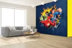 JUSTICE LEAGUE VINYL FABRIC TEXTILE Wall Mural in Different Texture, Code WB2063. It is produced as ONE PIECE WITHOUT JOINT. - Image 2