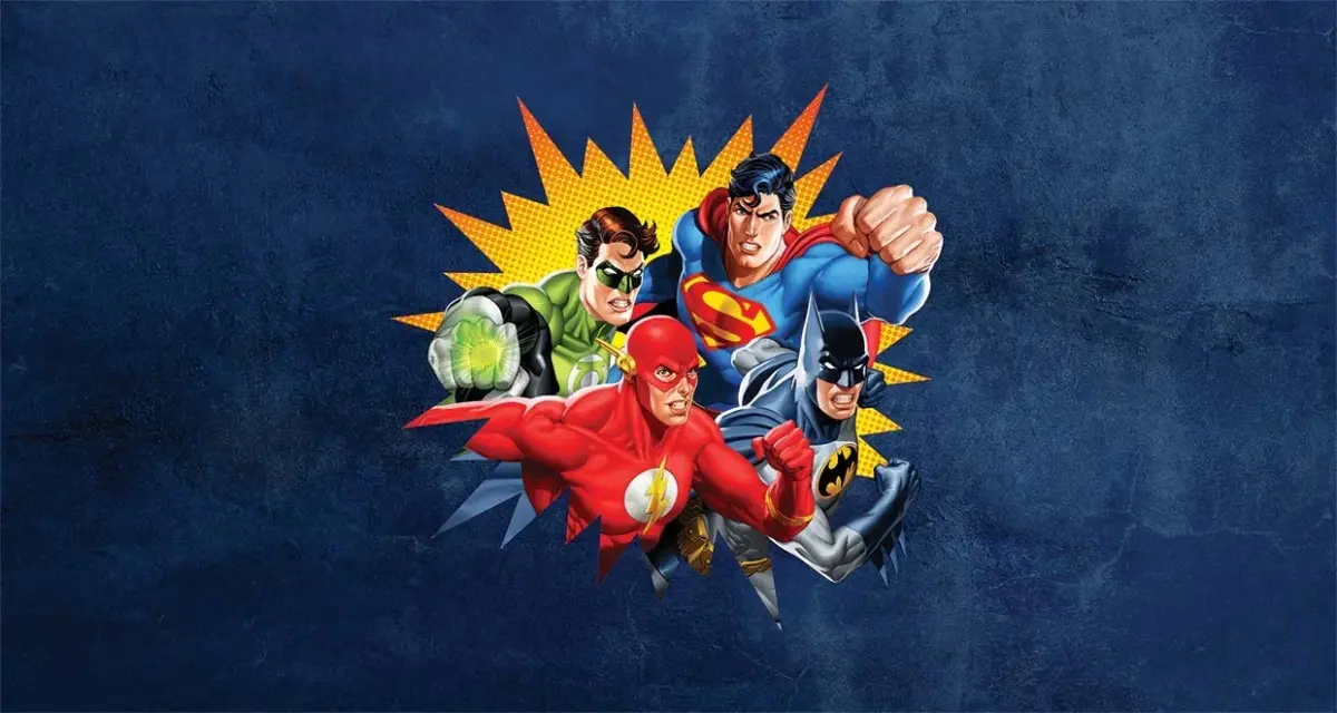 JUSTICE LEAGUE VINYL FABRIC TEXTILE Wall Mural in Different Texture, Code WB2063. It is produced as ONE PIECE WITHOUT JOINT. - Image 1