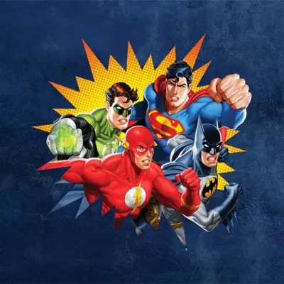 JUSTICE LEAGUE MURAL WALLPAPER, Available in Various Paper Texture, Code WB2063. 105 CM WIDE ROLL PANELS.