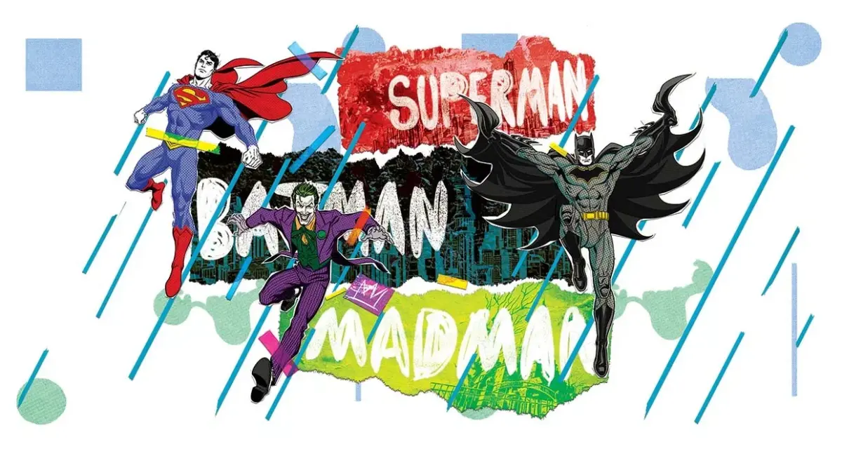 JUSTICE LEAGUE VINYL FABRIC TEXTILE Wall Mural in Different Texture, Code WB2078. It is produced as ONE PIECE WITHOUT JOINT. - Image 1