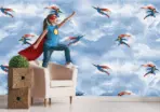 SUPERMAN, VINYL FABRIC TEXTILE Wall Mural in Different Texture, Code WB2083. It is produced as ONE PIECE WITHOUT JOINT. - Image 2