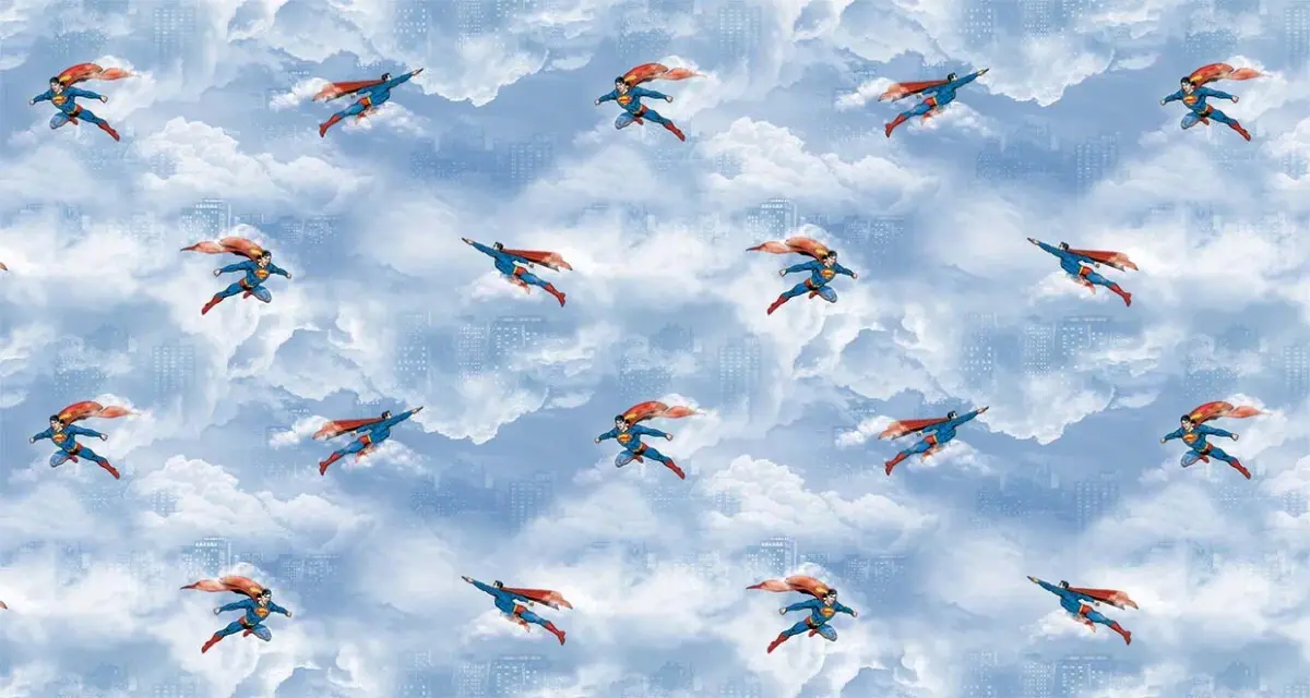 SUPERMAN, VINYL FABRIC TEXTILE Wall Mural in Different Texture, Code WB2083. It is produced as ONE PIECE WITHOUT JOINT. - Image 1