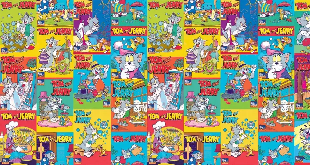 TOM AND JERRY MURAL WALLPAPER, Available in Various Paper Texture, Code WB2088. 105 CM WIDE ROLL PANELS. - Image 1