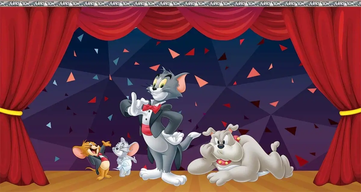 TOM AND JERRY, VINYL FABRIC TEXTILE Wall Mural in Different Texture, Code WB2089. It is produced as ONE PIECE WITHOUT JOINT. - Image 1