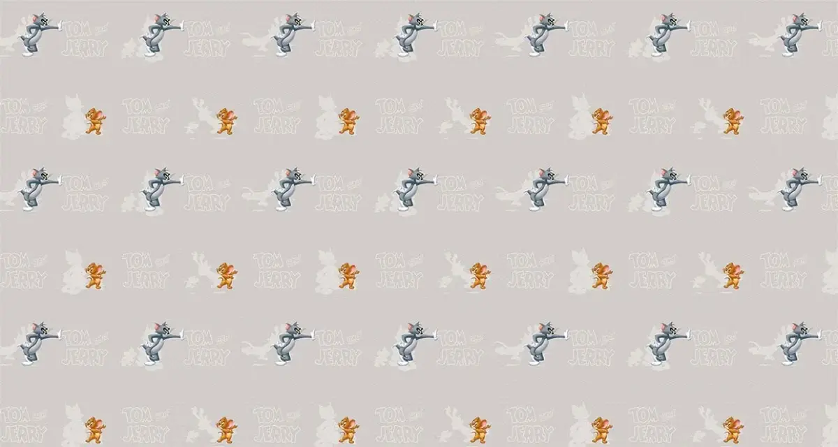 TOM AND JERRY, VINYL FABRIC TEXTILE Wall Mural in Different Texture, Code WB2090. It is produced as ONE PIECE WITHOUT JOINT. - Image 1