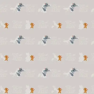 TOM AND JERRY, VINYL FABRIC TEXTILE Wall Mural in Different Texture, Code WB2090. It is produced as ONE PIECE WITHOUT JOINT.