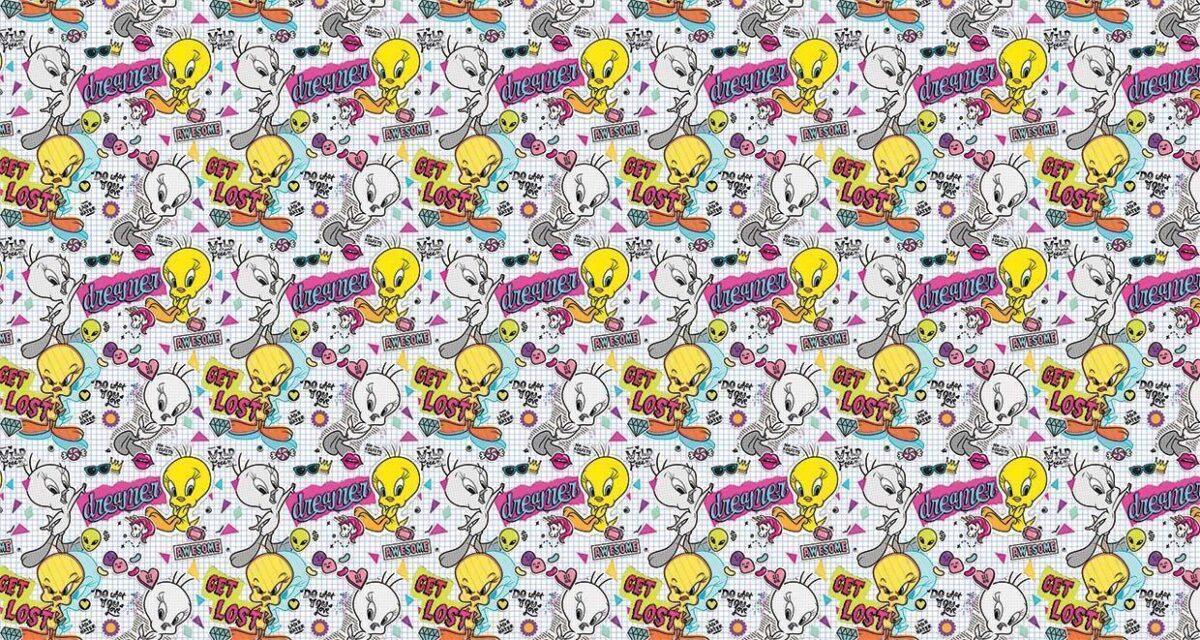 LOONEY TUNES, VINYL FABRIC TEXTILE Wall Mural in Different Texture, Code WB2095. It is produced as ONE PIECE WITHOUT JOINT. - Image 1