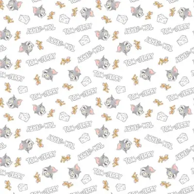 TOM AND JERRY, VINYL FABRIC TEXTILE Wall Mural in Different Texture, Code WB2103. It is produced as ONE PIECE WITHOUT JOINT.