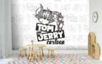TOM AND JERRY MURAL WALLPAPER, Available in Various Paper Texture, Code WB2105. 105 CM WIDE ROLL PANELS. - Image 2