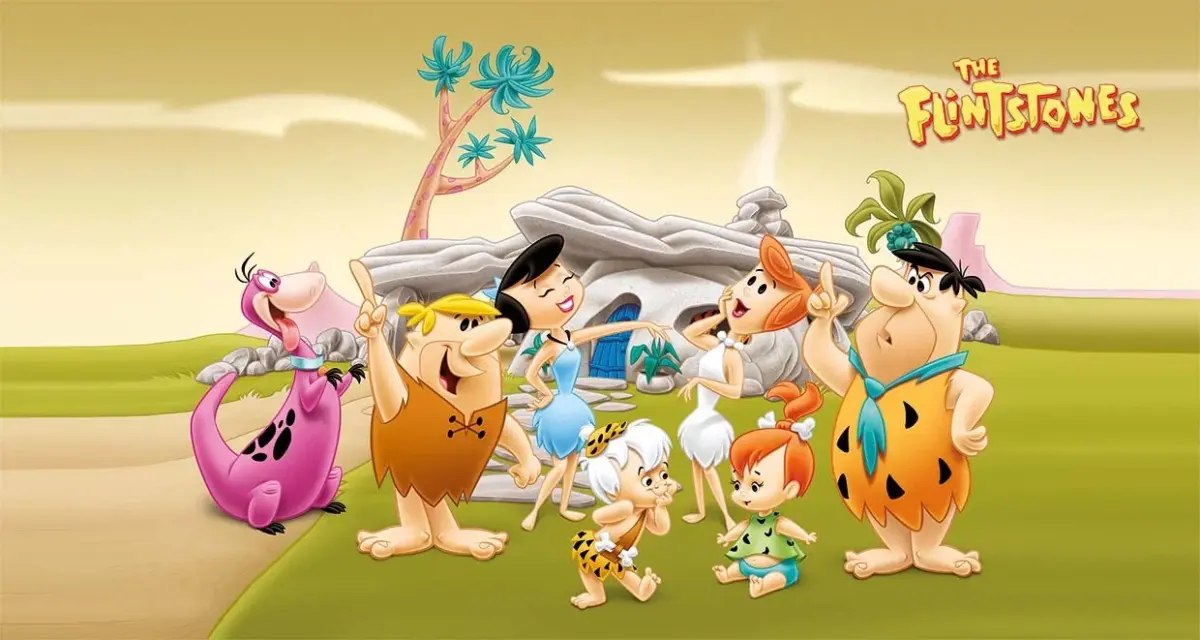 THE FLINTSTONES, VINYL FABRIC TEXTILE Wall Mural in Different Texture, Code WB2120. It is produced as ONE PIECE WITHOUT JOINT. - Image 1