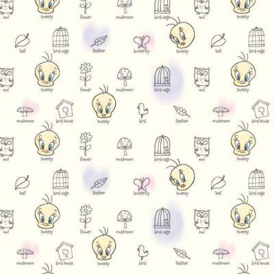 LOONEY TUNES, VINYL FABRIC TEXTILE Wall Mural in Different Texture, Code WB2141. It is produced as ONE PIECE WITHOUT JOINT.