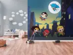 DC SUPER FRIENDS VINYL FABRIC TEXTILE Wall Mural in Different Texture, Code WB2157. It is produced as ONE PIECE WITHOUT JOINT. - Image 2