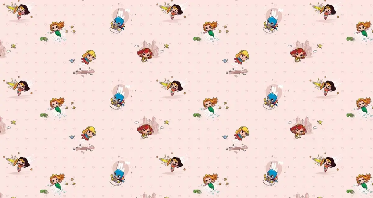 DC SUPER FRIENDS VINYL FABRIC TEXTILE Wall Mural in Different Texture, Code WB2163. It is produced as ONE PIECE WITHOUT JOINT. - Image 1