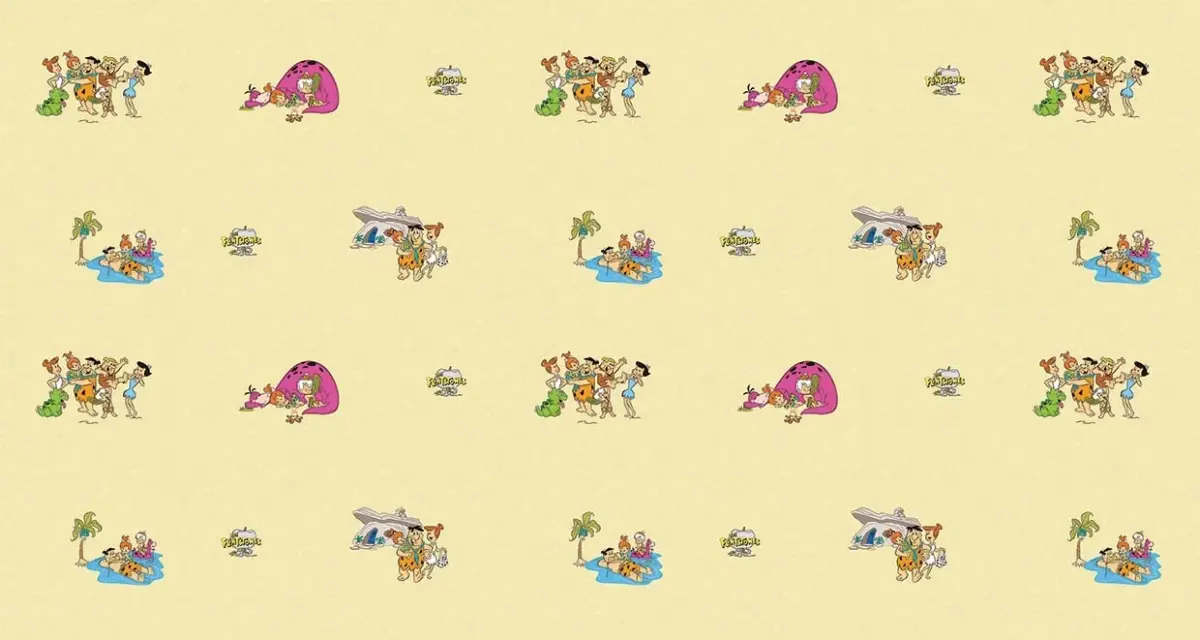THE FLINTSTONES, VINYL FABRIC TEXTILE Wall Mural in Different Texture, Code WB2165. It is produced as ONE PIECE WITHOUT JOINT. - Image 1