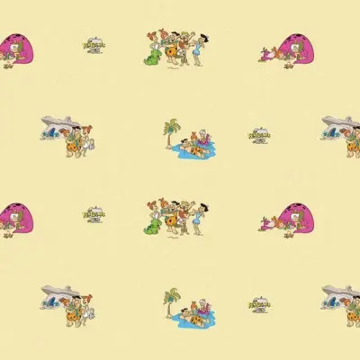 THE FLINTSTONES, VINYL FABRIC TEXTILE Wall Mural in Different Texture, Code WB2165. It is produced as ONE PIECE WITHOUT JOINT.