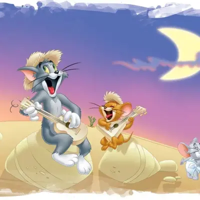 TOM AND JERRY, VINYL FABRIC TEXTILE Wall Mural in Different Texture, Code WB2171. It is produced as ONE PIECE WITHOUT JOINT.