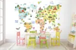 MAPS, VINYL FABRIC TEXTILE Wall Mural in Different Texture, Code WB2173. It is produced as ONE PIECE WITHOUT JOINT. - Image 2