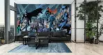 JUSTICE LEAGUE VINYL FABRIC TEXTILE Wall Mural in Different Texture, Code WB2175. It is produced as ONE PIECE WITHOUT JOINT. - Image 2