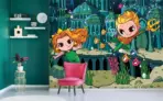 DC SUPER FRIENDS VINYL FABRIC TEXTILE Wall Mural in Different Texture, Code WB2176. It is produced as ONE PIECE WITHOUT JOINT. - Image 2