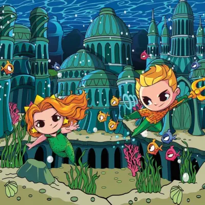 DC SUPER FRIENDS MURAL WALLPAPER, Available in Various Paper Texture, Code WB2176. 105 CM WIDE ROLL PANELS.