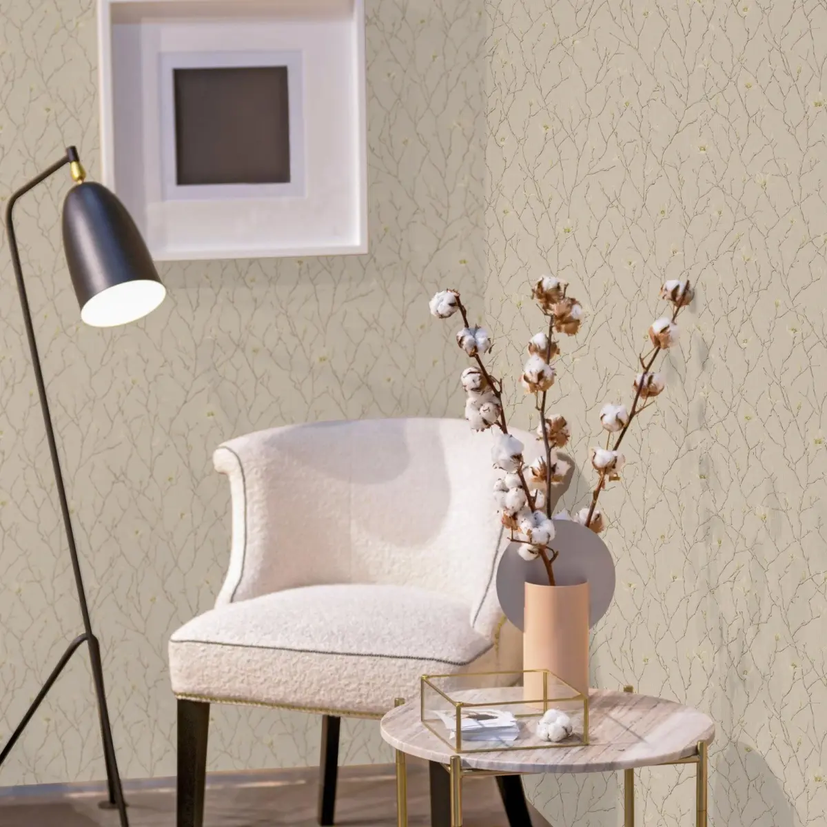 Branches of Tree in Blossom - flower motif wallpaper Beige Code 7800-3 - Image 6